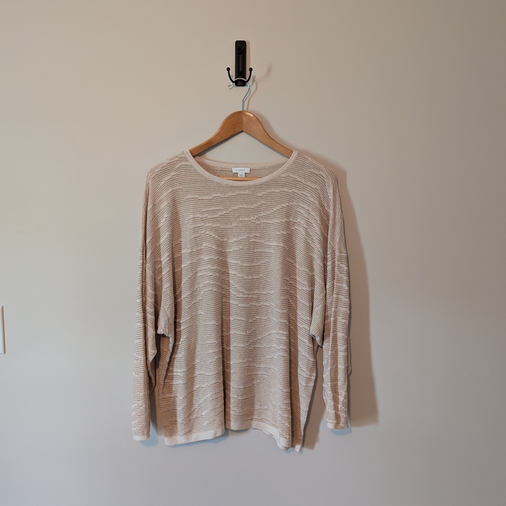 J. Jill Tan Cream 3/4 Sleeve Relaxed Sweatshirt